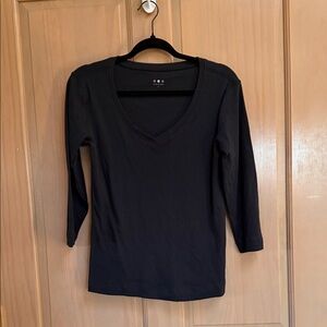 Black V-Neck Women's Top